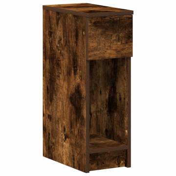 Stylish Smoked Oak Bedside Cabinet with Drawer - 20x36x60 cm