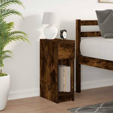 Stylish Smoked Oak Bedside Cabinet with Drawer - 20x36x60 cm