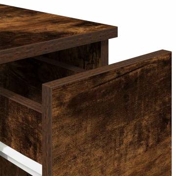 Stylish Smoked Oak Bedside Cabinet with Drawer - 20x36x60 cm