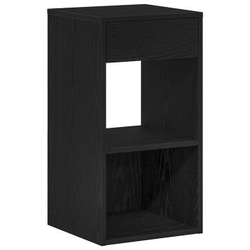 Stylish Black Oak Bedside Cabinet with Drawer - 35x34x66.5 cm