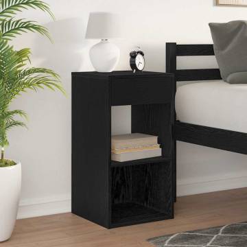 Stylish Black Oak Bedside Cabinet with Drawer - 35x34x66.5 cm