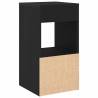 Stylish Black Oak Bedside Cabinet with Drawer - 35x34x66.5 cm