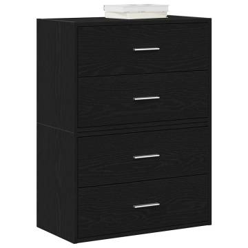 Stylish Black Oak Cabinets with 2 Drawers - Set of 2