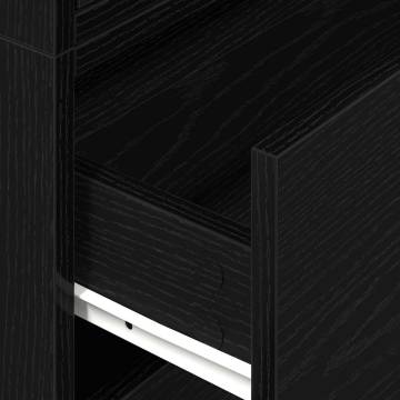 Stylish Black Oak Cabinets with 2 Drawers - Set of 2