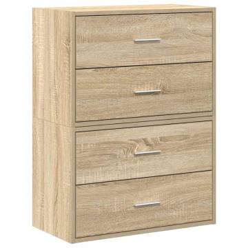 Stylish Sonoma Oak Cabinets with 2 Drawers - Set of 2