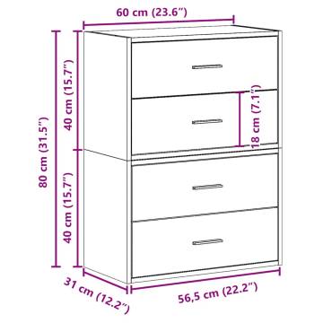 Stylish Sonoma Oak Cabinets with 2 Drawers - Set of 2