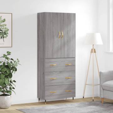 Elegant Grey Sonoma Highboard - 69.5x34x180 cm