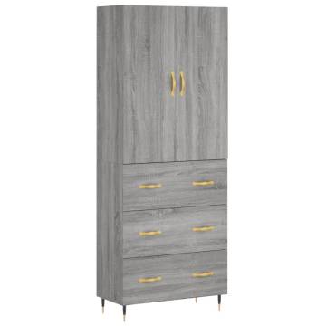 Elegant Grey Sonoma Highboard - 69.5x34x180 cm