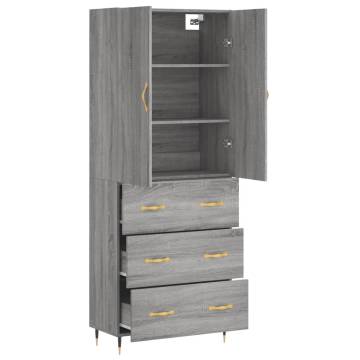 Elegant Grey Sonoma Highboard - 69.5x34x180 cm