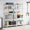 5-Layer Storage Shelves - 2 pcs Silver Steel & Engineered Wood