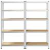 5-Layer Storage Shelves - 2 pcs Silver Steel & Engineered Wood