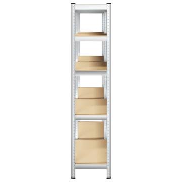 5-Layer Storage Shelves - 2 pcs Silver Steel & Engineered Wood