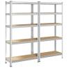 5-Layer Storage Shelves - 2 pcs Silver Steel & Engineered Wood