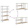 5-Layer Storage Shelves - 2 pcs Silver Steel & Engineered Wood