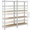 5-Layer Storage Shelves - 2 pcs Silver Steel & Engineered Wood