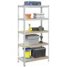 5-Layer Storage Shelf - Silver Steel & Engineered Wood