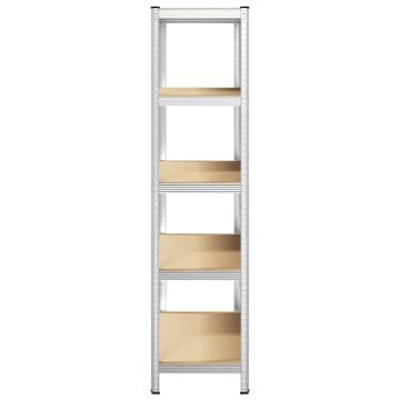 5-Layer Storage Shelf - Silver Steel & Engineered Wood