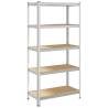 5-Layer Storage Shelf - Silver Steel & Engineered Wood