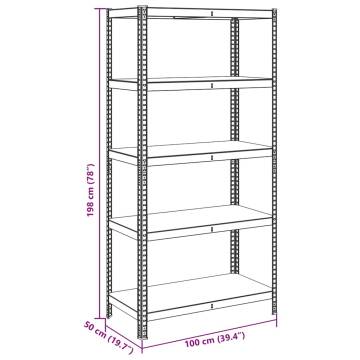 5-Layer Storage Shelf - Silver Steel & Engineered Wood