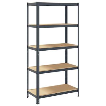 5-Layer Anthracite Steel & Wood Storage Shelf | Hipomarket