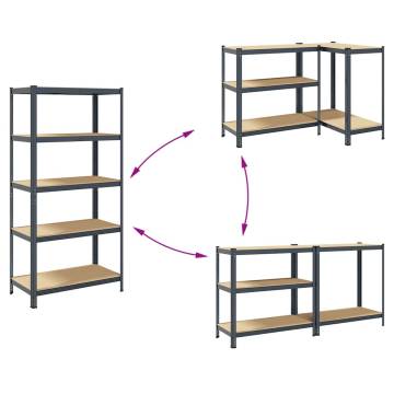 5-Layer Anthracite Steel & Wood Storage Shelf | Hipomarket