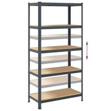 5-Layer Anthracite Steel & Wood Storage Shelf | Hipomarket