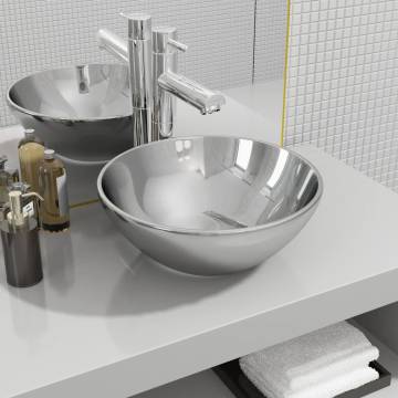 Elegant Ceramic Wash Basin 32.5x14 cm in Silver | HipoMarket