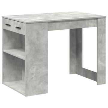 Stylish Desk with Drawer & Shelf - Concrete Grey - 102x62 cm