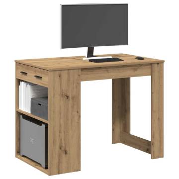 Artisan Oak Desk with Drawer & Shelf - Functional Style