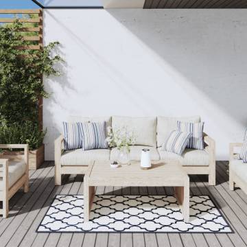 Navy & White Outdoor Rug 80x150 cm - Reversible & Durable