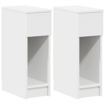 Elegant White Bedside Cabinets with Drawer - Set of 2