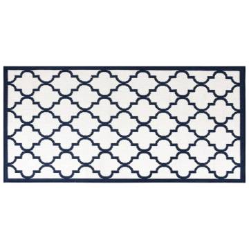 Navy & White Outdoor Rug 80x150 cm - Reversible & Durable