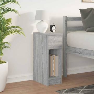 Stylish Grey Sonoma Bedside Cabinet with Drawer | 20x36x60 cm