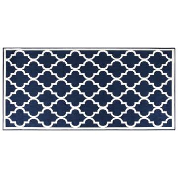 Navy & White Outdoor Rug 80x150 cm - Reversible & Durable