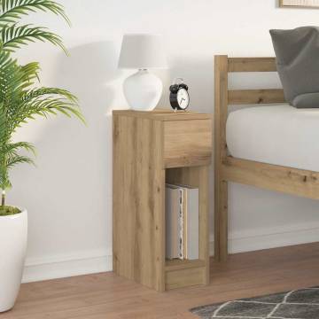 Artisan Oak Bedside Cabinet with Drawer - 20x36x60 cm