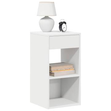 Stylish White Bedside Cabinet with Drawer - 35x34x66.5 cm