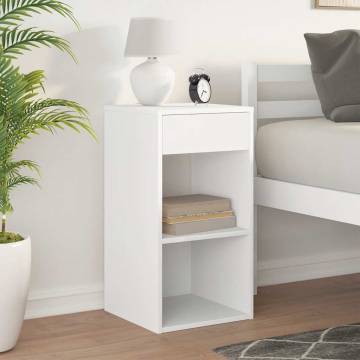 Stylish White Bedside Cabinet with Drawer - 35x34x66.5 cm