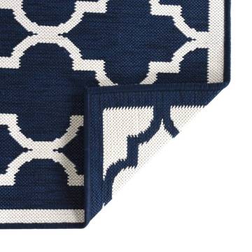 Navy & White Outdoor Rug 80x150 cm - Reversible & Durable