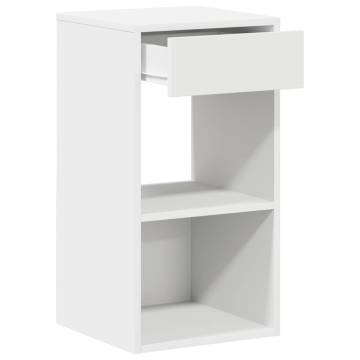 Stylish White Bedside Cabinet with Drawer - 35x34x66.5 cm