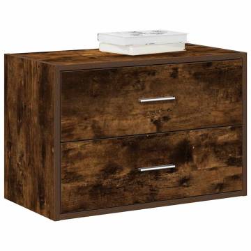 Stylish Smoked Oak Cabinet with 2 Drawers - 60x31x40 cm