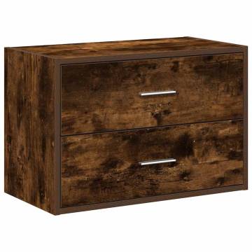 Stylish Smoked Oak Cabinet with 2 Drawers - 60x31x40 cm