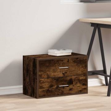 Stylish Smoked Oak Cabinet with 2 Drawers - 60x31x40 cm