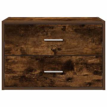 Stylish Smoked Oak Cabinet with 2 Drawers - 60x31x40 cm