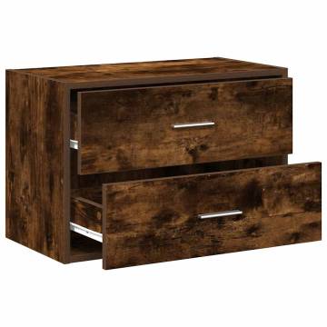 Stylish Smoked Oak Cabinet with 2 Drawers - 60x31x40 cm