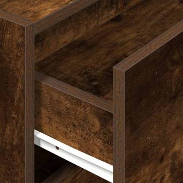 Stylish Smoked Oak Cabinet with 2 Drawers - 60x31x40 cm