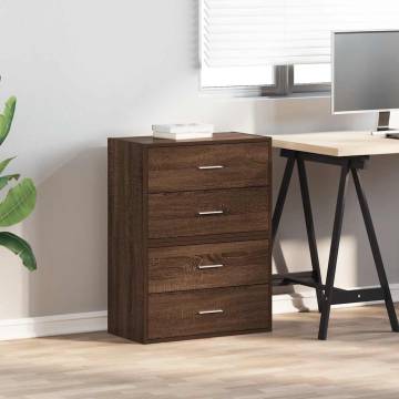 Stylish Brown Oak Cabinets with 2 Drawers - Set of 2