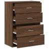 Stylish Brown Oak Cabinets with 2 Drawers - Set of 2