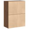 Stylish Brown Oak Cabinets with 2 Drawers - Set of 2