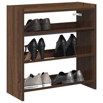 Elegant Brown Oak Shoe Rack - Space-Saving Design (60x25x62 cm)