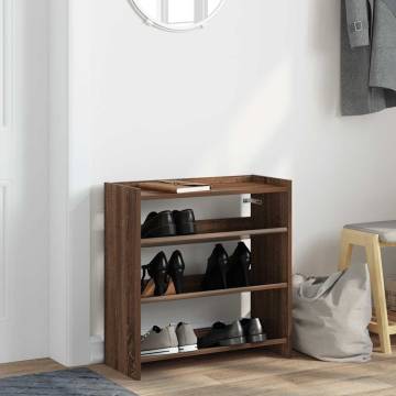 Elegant Brown Oak Shoe Rack - Space-Saving Design (60x25x62 cm)